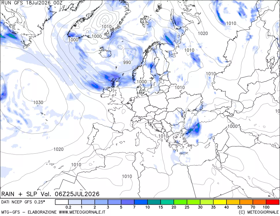mappa Precipitazioni e pressione SLM