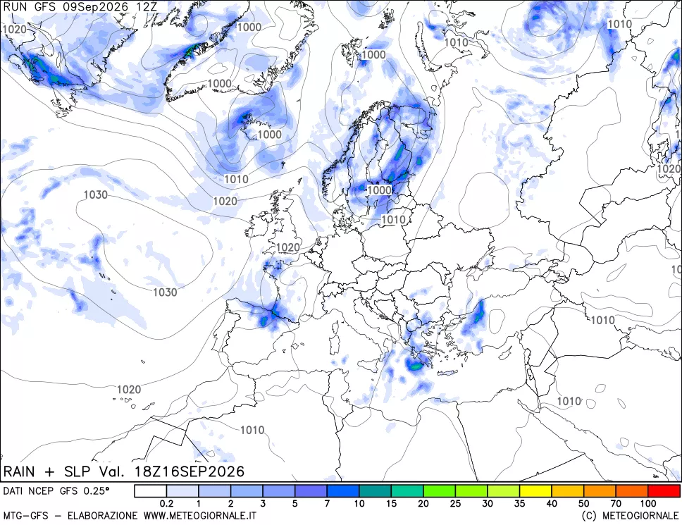 mappa Precipitazioni e pressione SLM