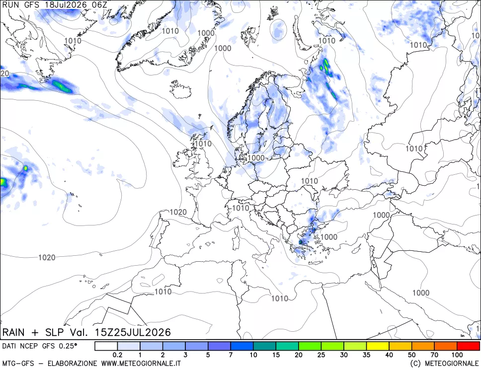 mappa Precipitazioni e pressione SLM