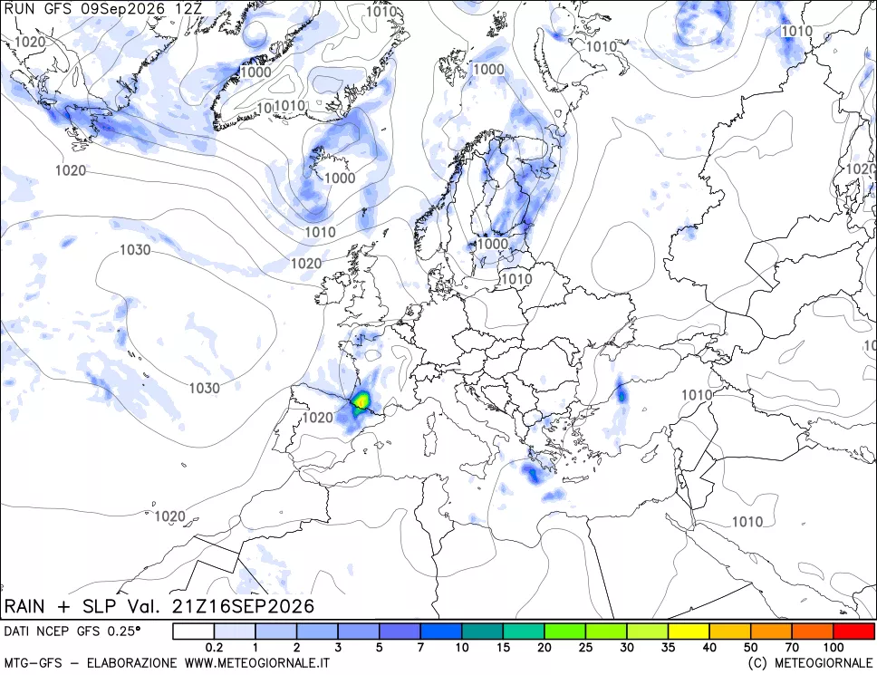 mappa Precipitazioni e pressione SLM