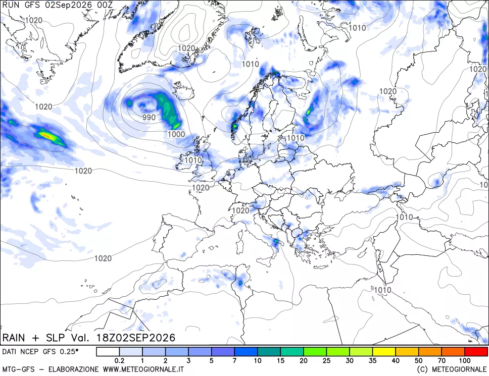 mappa Precipitazioni e pressione SLM