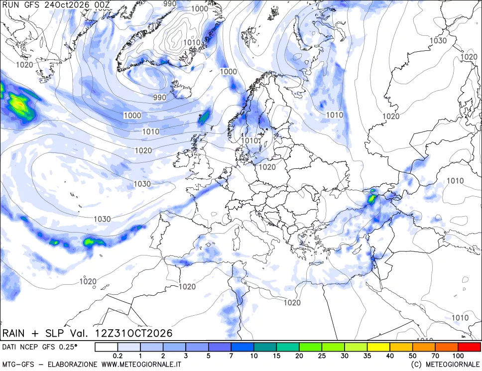 mappa Precipitazioni e pressione SLM