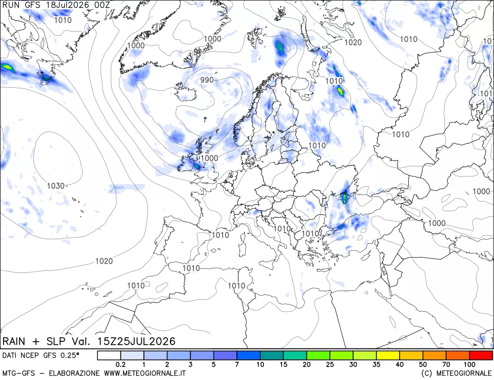 mappa Precipitazioni e pressione SLM