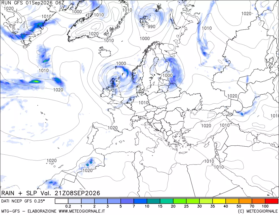 mappa Precipitazioni e pressione SLM