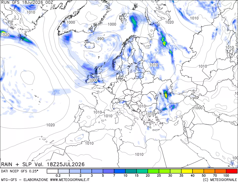 mappa Precipitazioni e pressione SLM