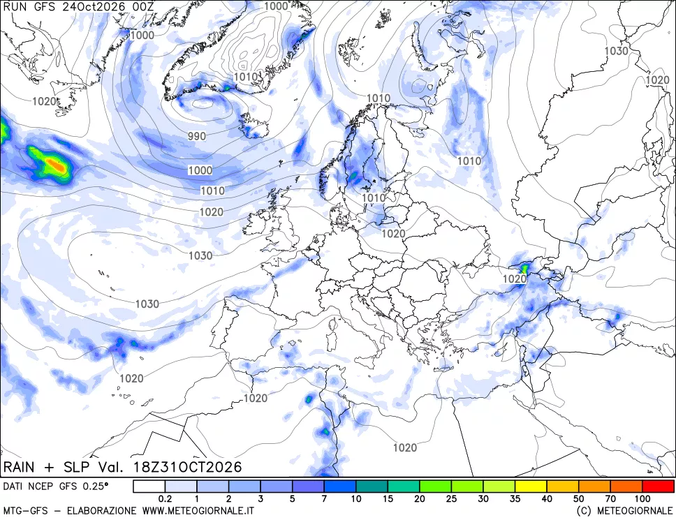 mappa Precipitazioni e pressione SLM