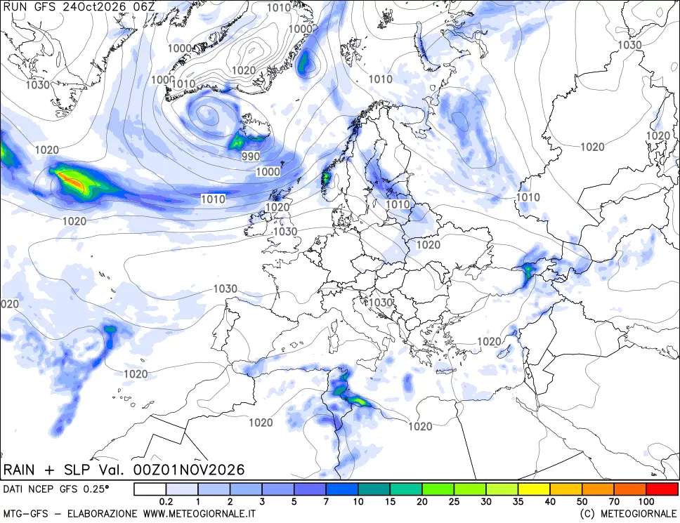 mappa Precipitazioni e pressione SLM