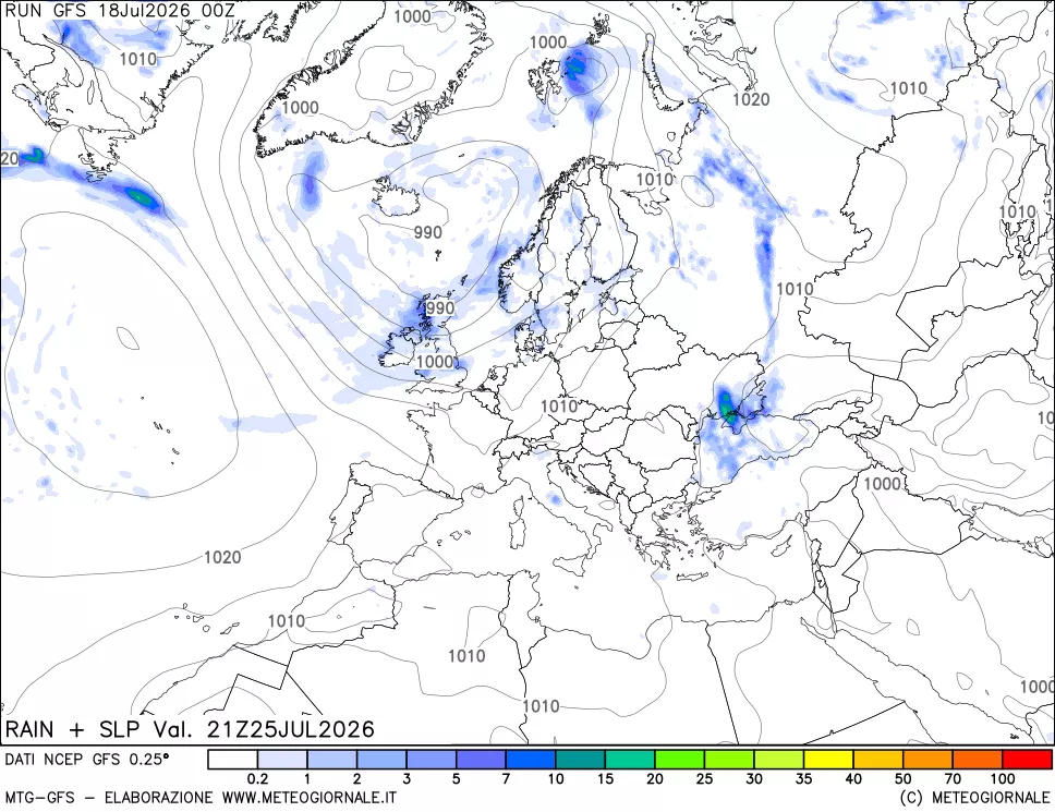 mappa Precipitazioni e pressione SLM