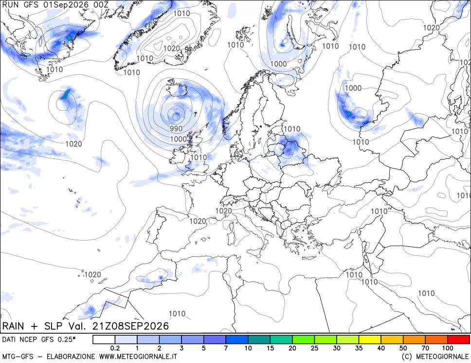 mappa Precipitazioni e pressione SLM