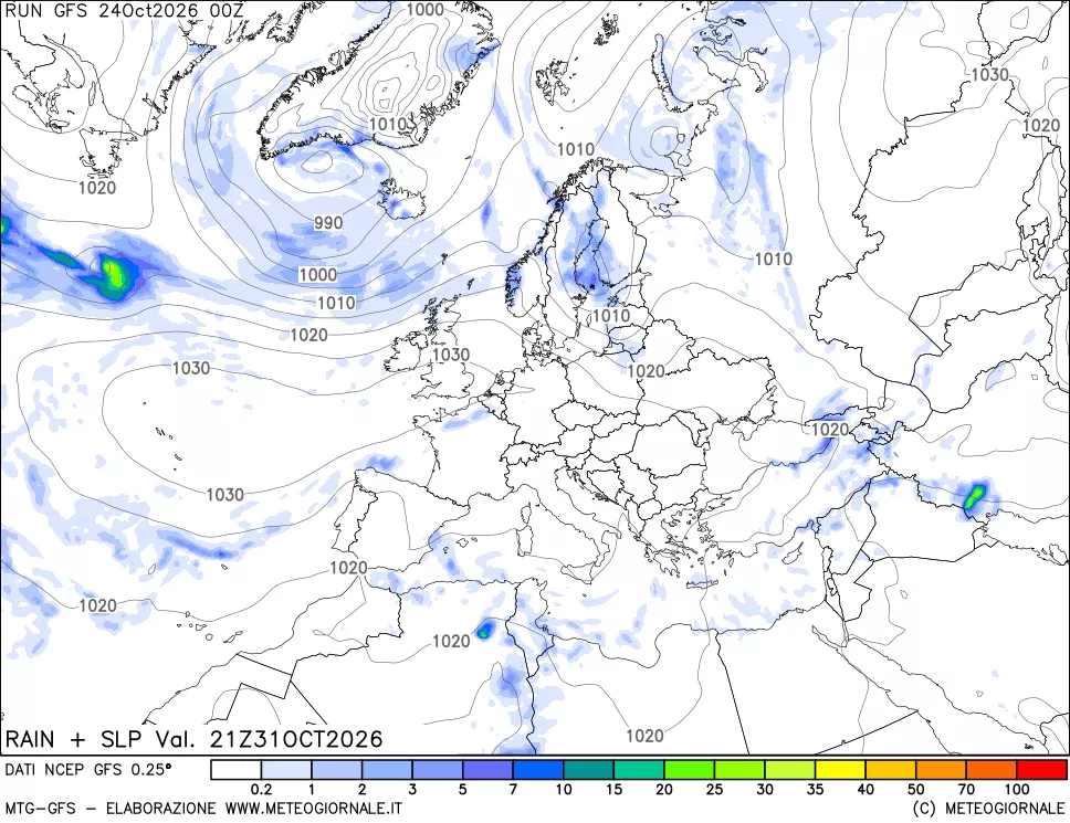 mappa Precipitazioni e pressione SLM