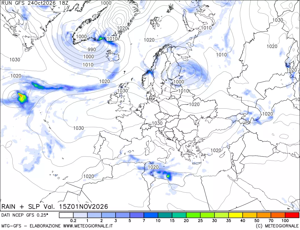 mappa Precipitazioni e pressione SLM