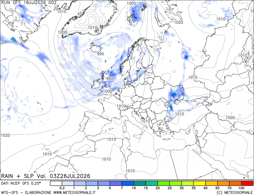 mappa Precipitazioni e pressione SLM