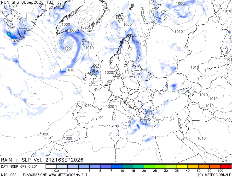 mappa Precipitazioni e pressione SLM