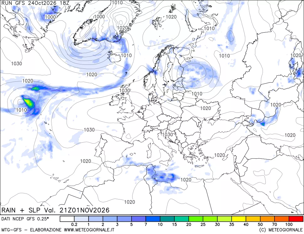 mappa Precipitazioni e pressione SLM