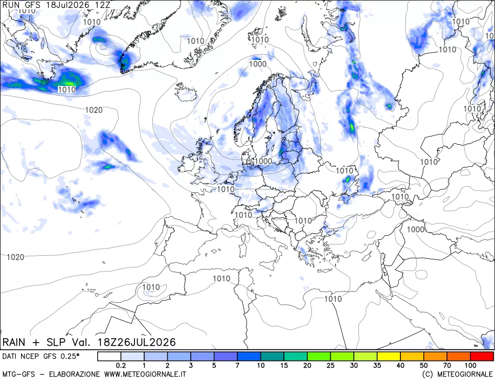 mappa Precipitazioni e pressione SLM