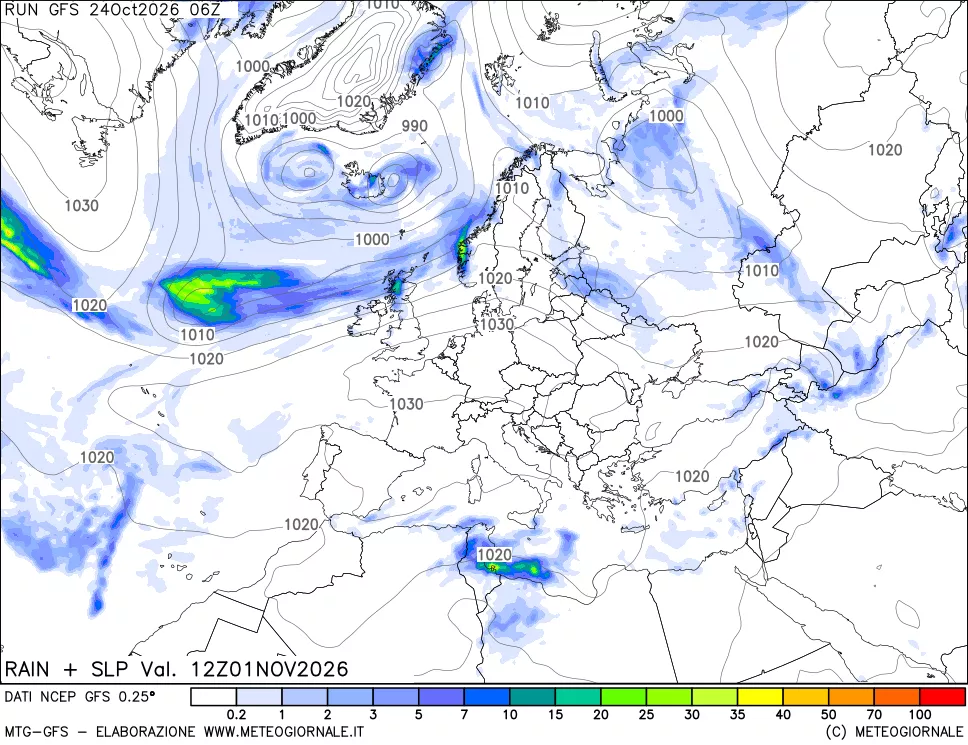 mappa Precipitazioni e pressione SLM