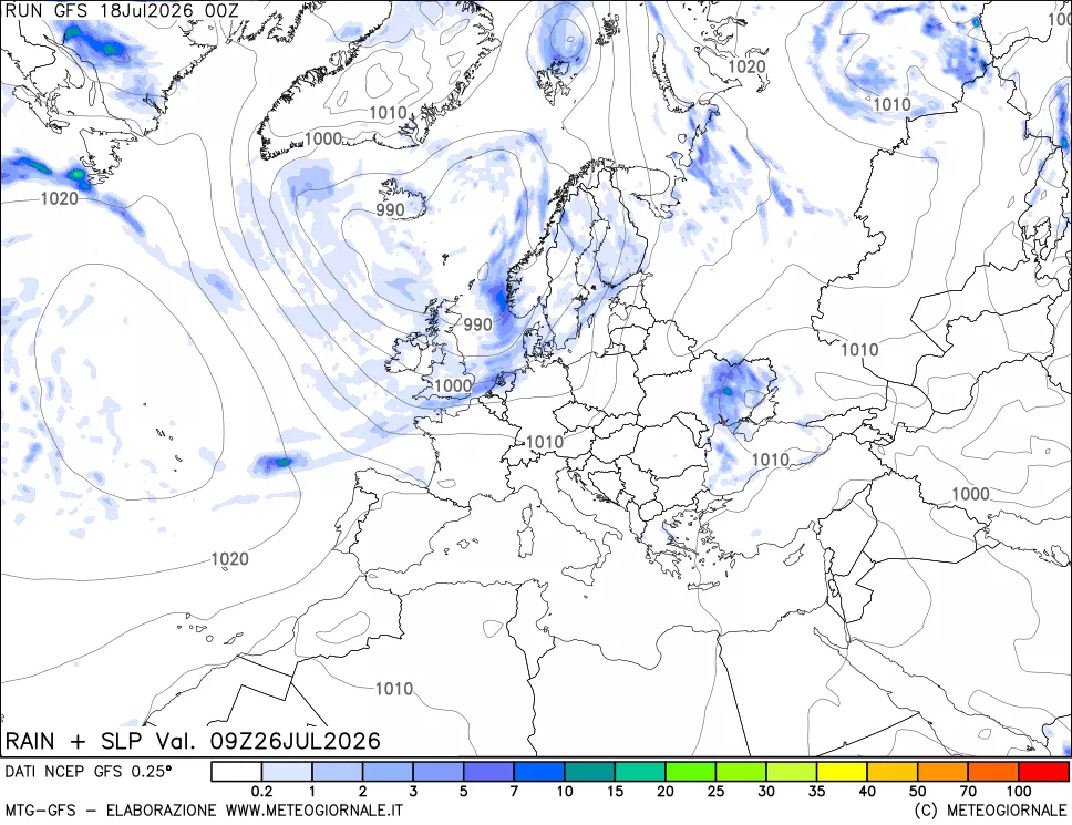 mappa Precipitazioni e pressione SLM
