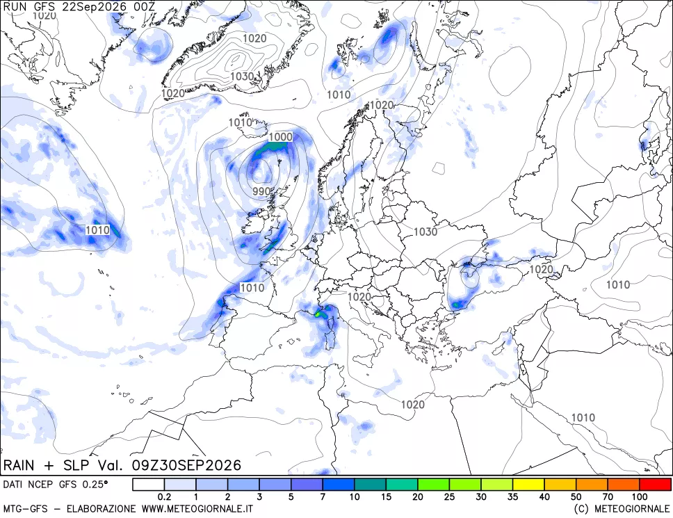 mappa Precipitazioni e pressione SLM