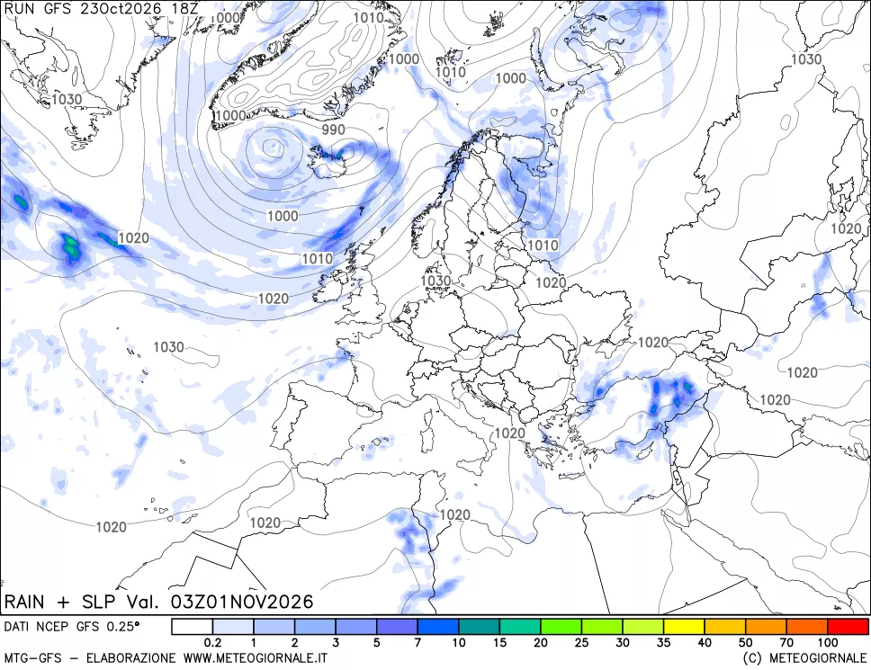 mappa Precipitazioni e pressione SLM