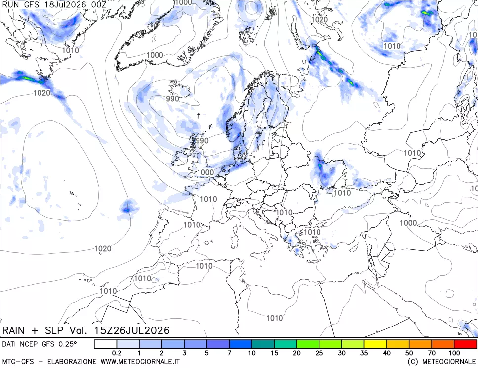 mappa Precipitazioni e pressione SLM