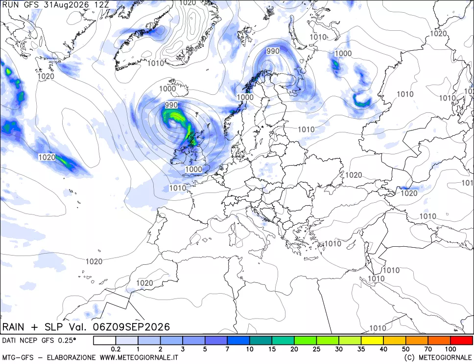 mappa Precipitazioni e pressione SLM