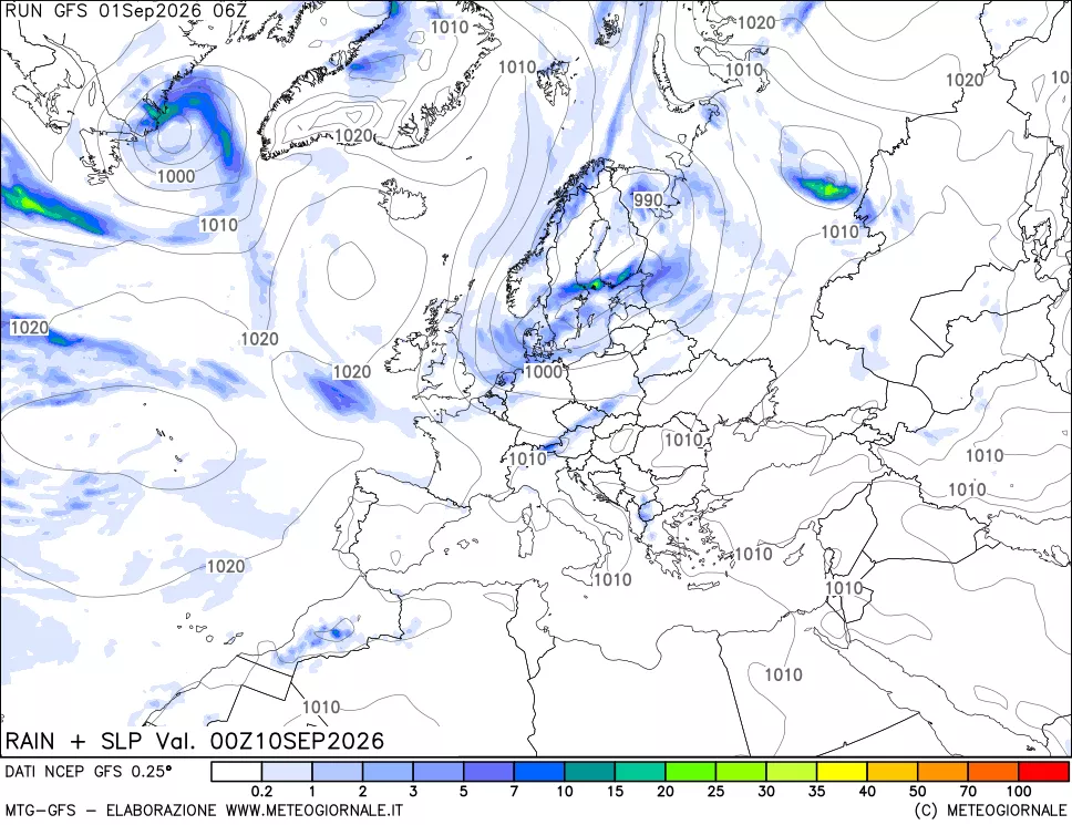 mappa Precipitazioni e pressione SLM