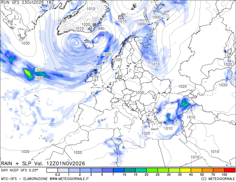 mappa Precipitazioni e pressione SLM