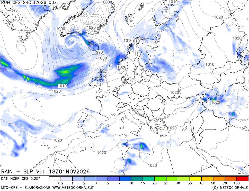 mappa Precipitazioni e pressione SLM