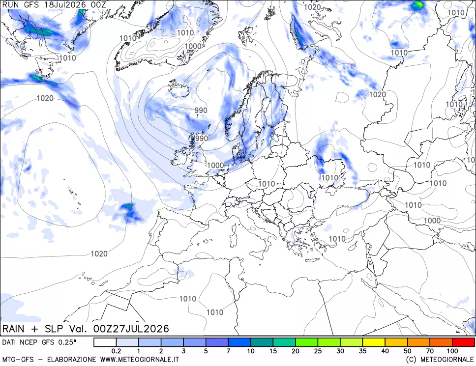 mappa Precipitazioni e pressione SLM