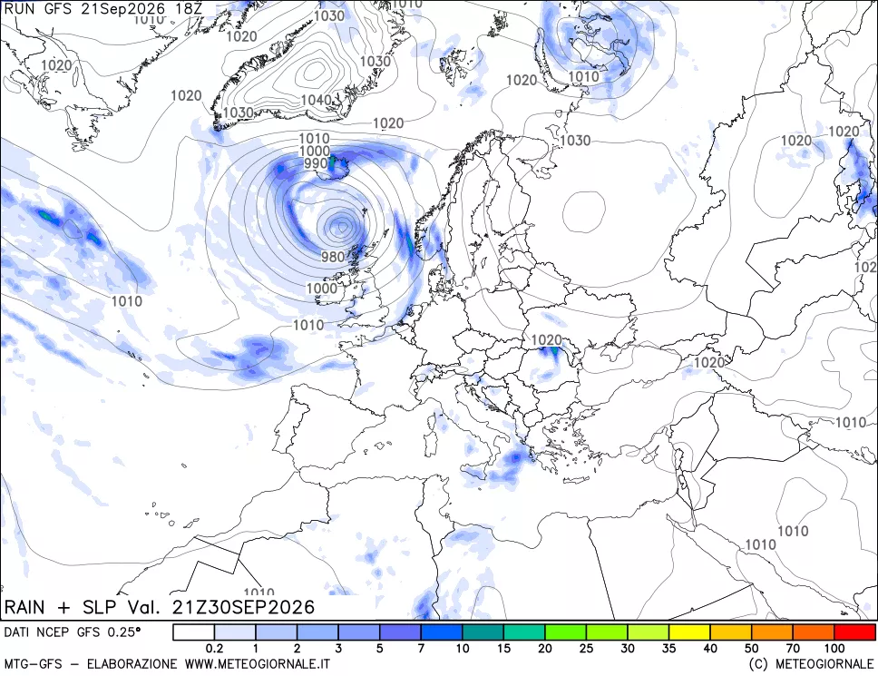 mappa Precipitazioni e pressione SLM