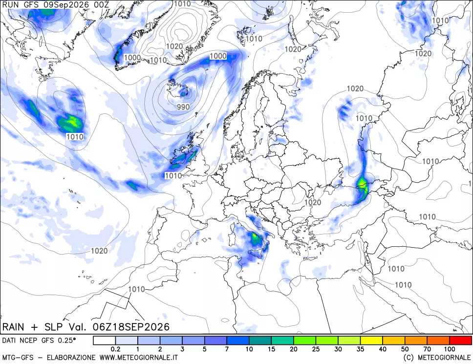 mappa Precipitazioni e pressione SLM