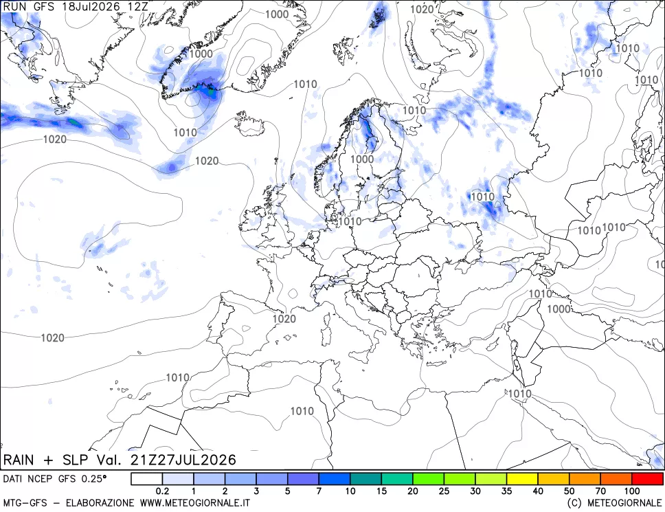 mappa Precipitazioni e pressione SLM