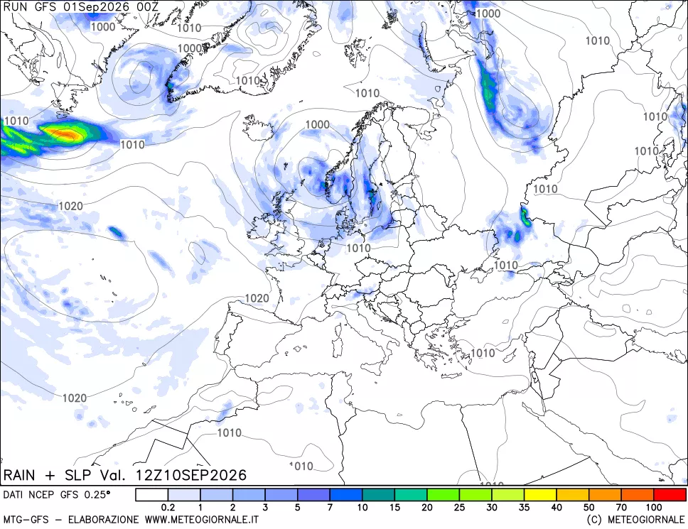 mappa Precipitazioni e pressione SLM