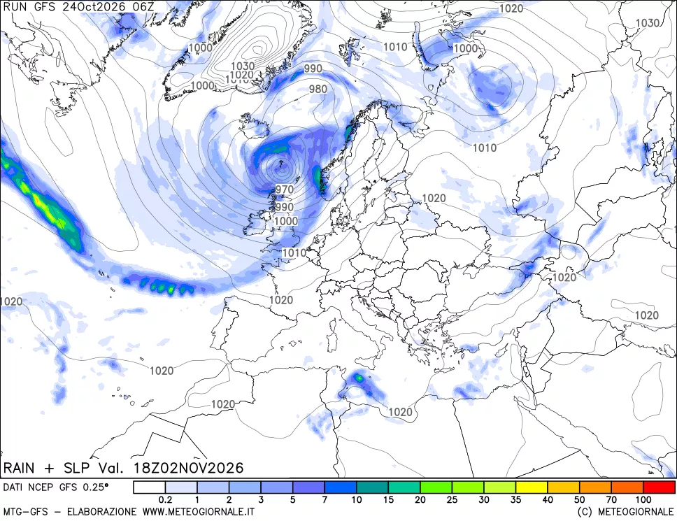 mappa Precipitazioni e pressione SLM