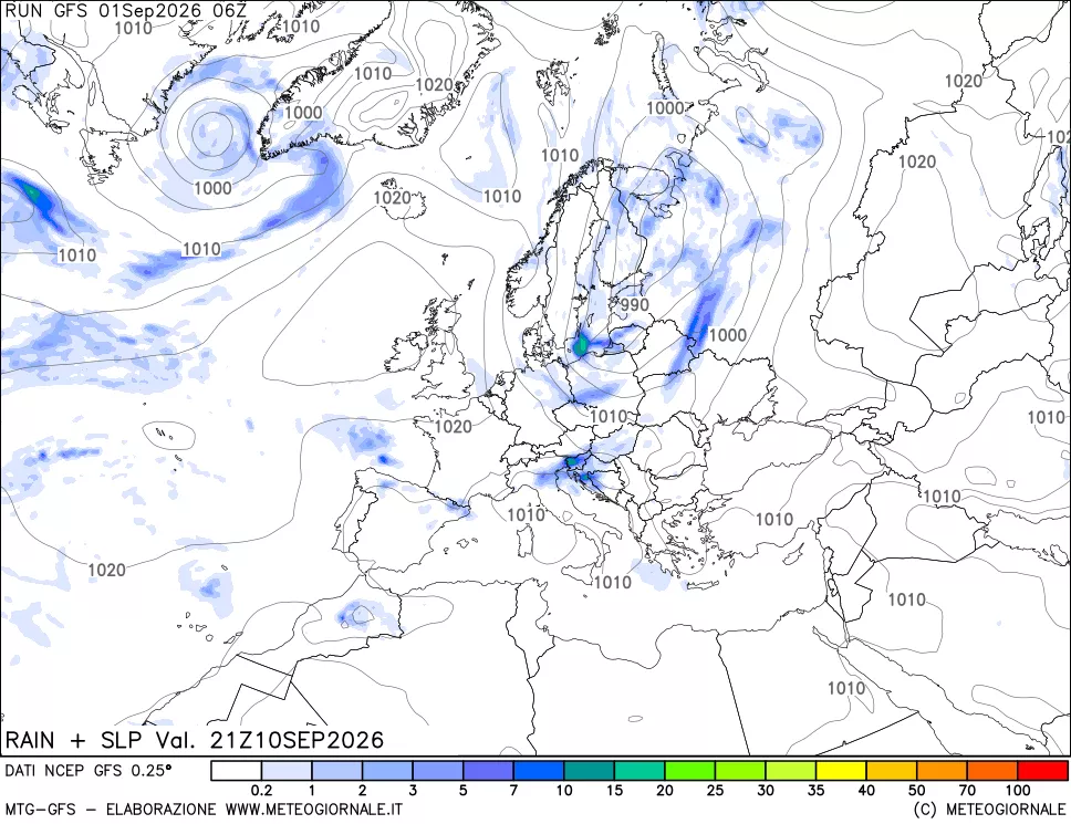 mappa Precipitazioni e pressione SLM