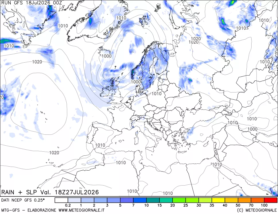 mappa Precipitazioni e pressione SLM