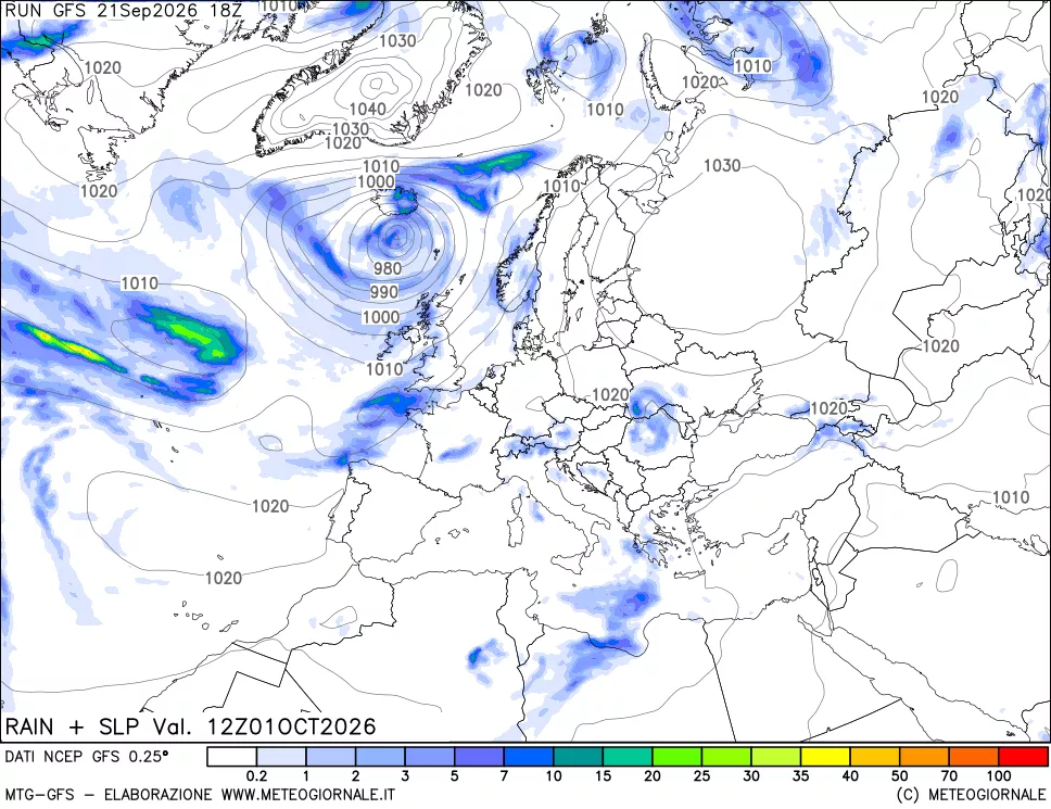 mappa Precipitazioni e pressione SLM