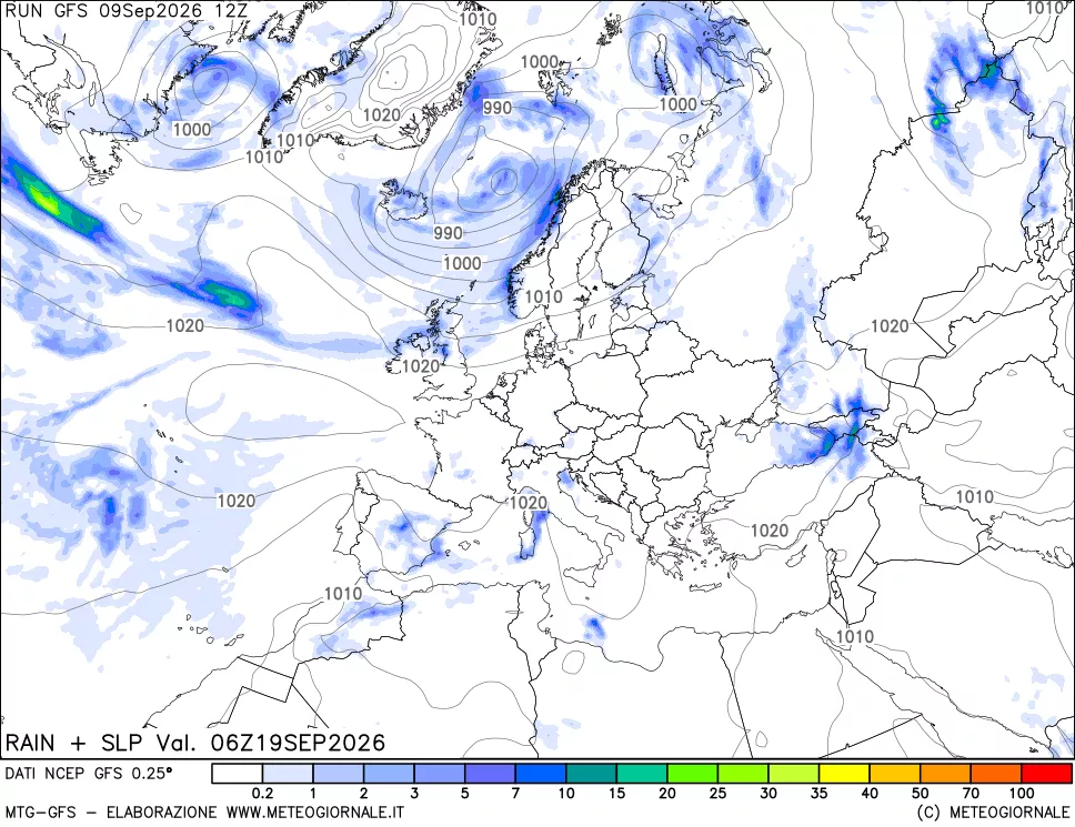 mappa Precipitazioni e pressione SLM