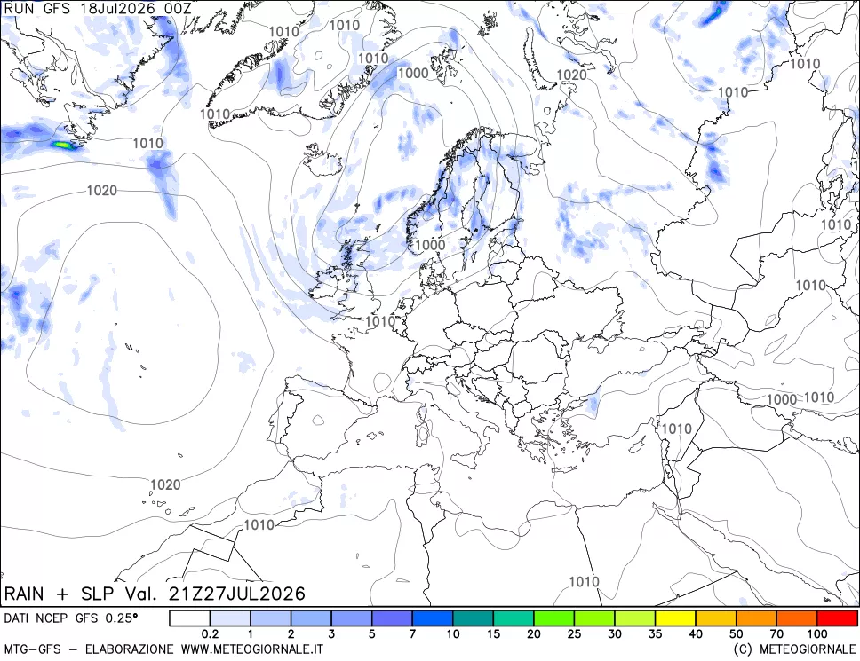 mappa Precipitazioni e pressione SLM