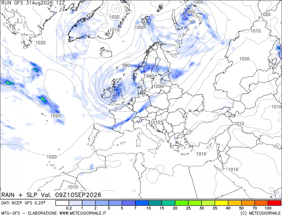 mappa Precipitazioni e pressione SLM