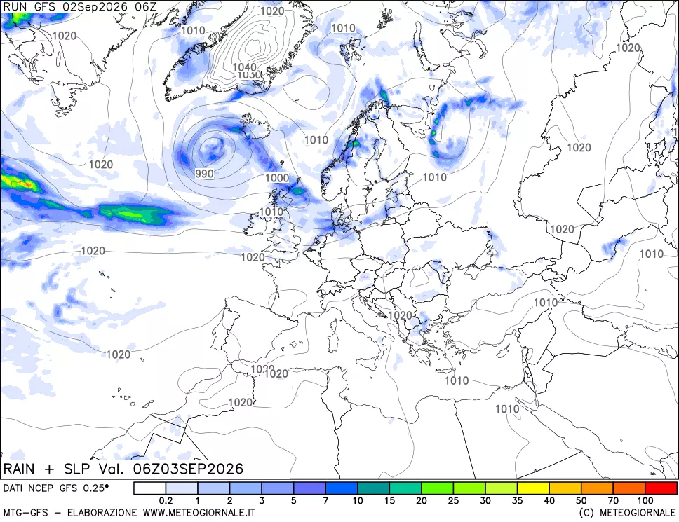 mappa Precipitazioni e pressione SLM