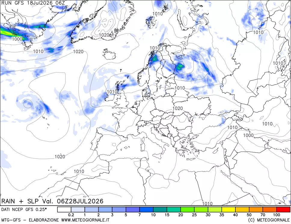 mappa Precipitazioni e pressione SLM