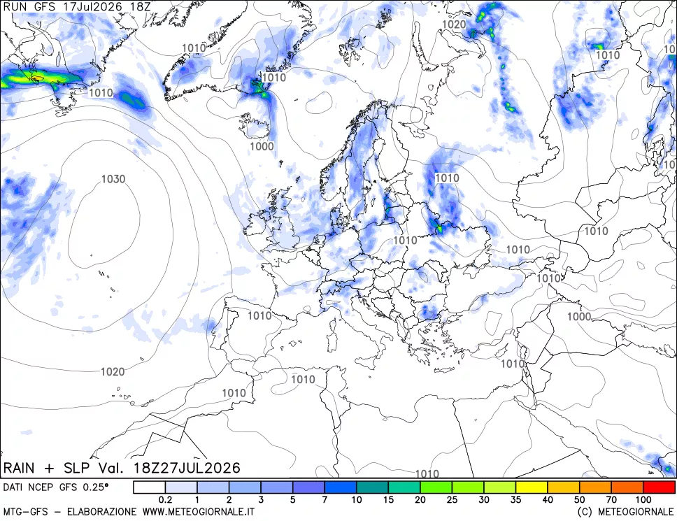 mappa Precipitazioni e pressione SLM