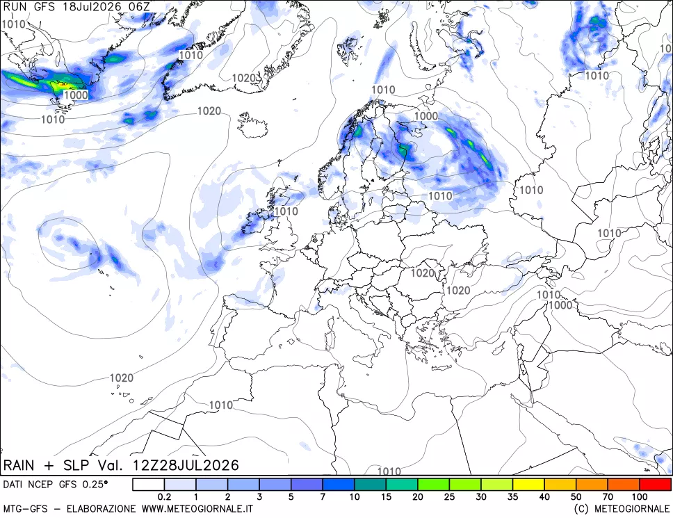 mappa Precipitazioni e pressione SLM