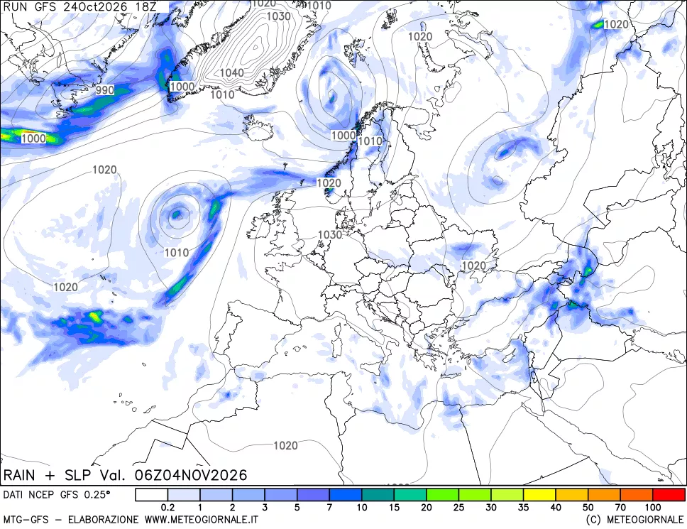 mappa Precipitazioni e pressione SLM