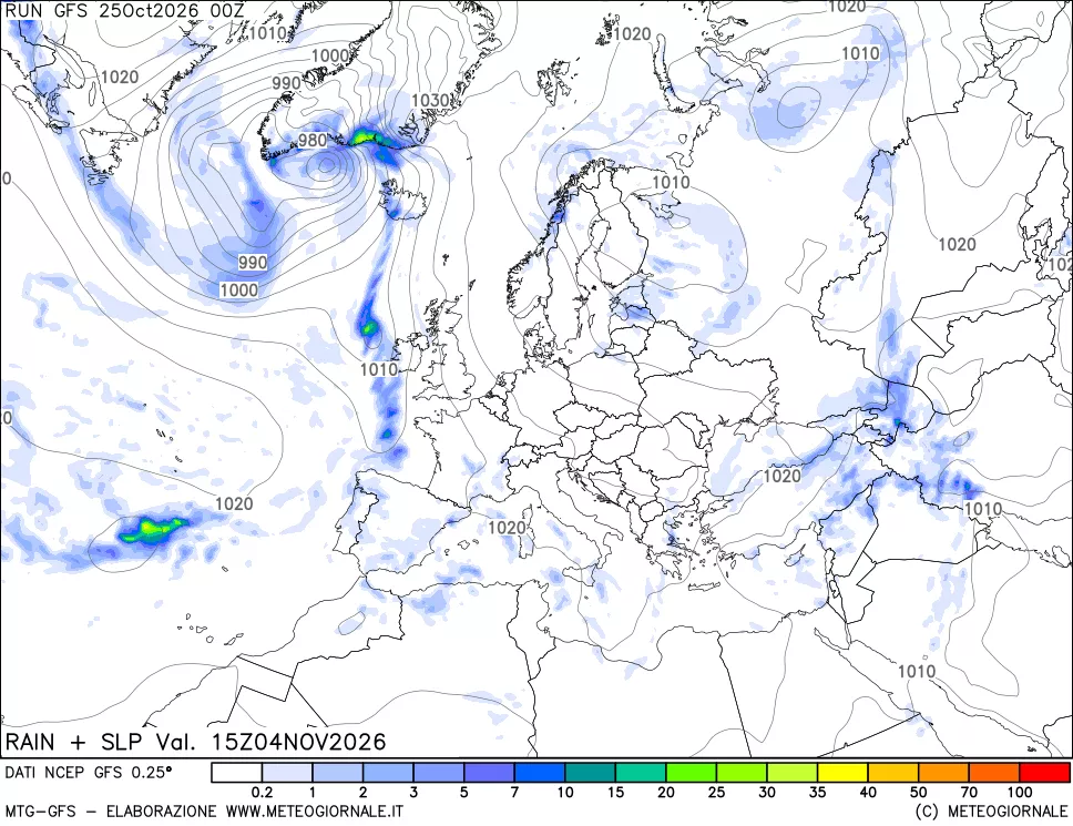 mappa Precipitazioni e pressione SLM