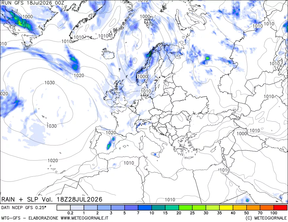 mappa Precipitazioni e pressione SLM