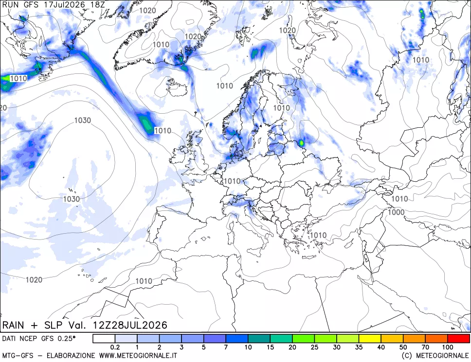 mappa Precipitazioni e pressione SLM