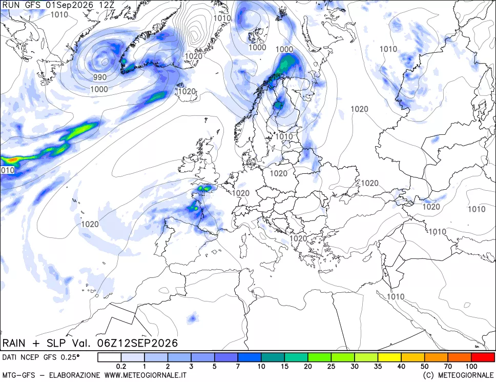mappa Precipitazioni e pressione SLM