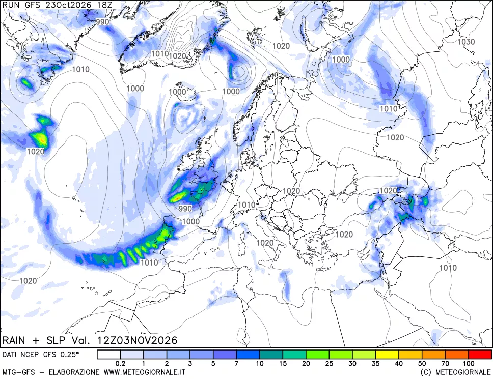 mappa Precipitazioni e pressione SLM